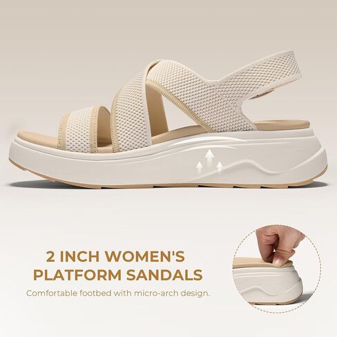 Vilanva Women's platform sandals Light khaki Size 9 in Kuwait