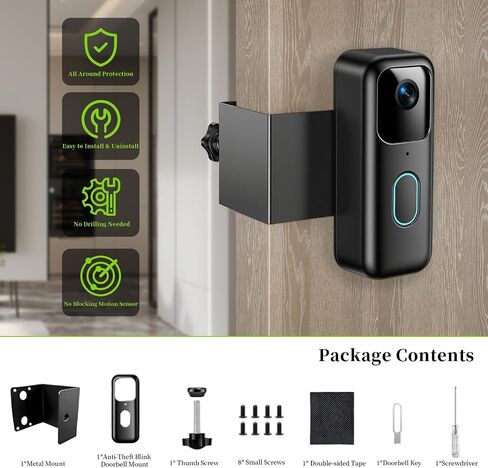 For 2nd Gen Blink Doorbell Mount, Anti-Theft Video Doorbell Mount Bracket for Blink Doorbell Camera(2nd Gen), No Drilling No Sensor Blocking Easy to Install Blink Doorbell Camera Mount in Kuwait