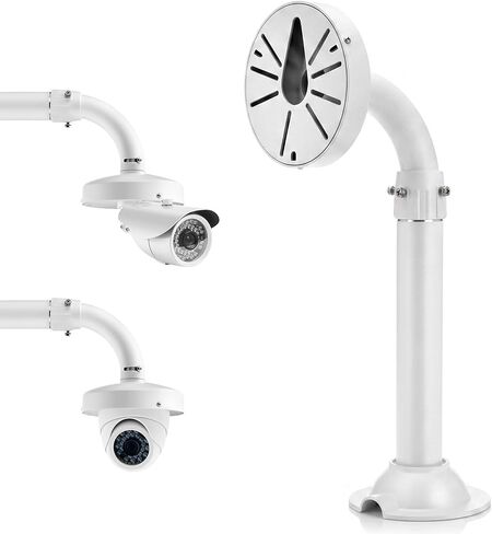 QWORK Universal Security Camera Mount Bracket, Adjustable J Type 15.7-23.6 inch Wall Mount for Dome CCTV/IP Cameras, Weatherproof Aluminum, Beige in Kuwait