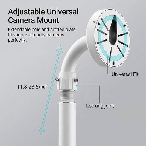 QWORK Universal Security Camera Mount Bracket, Adjustable J Type 15.7-23.6 inch Wall Mount for Dome CCTV/IP Cameras, Weatherproof Aluminum, Beige in Kuwait