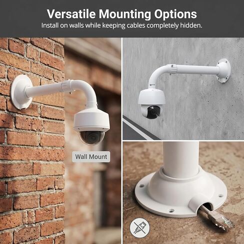 QWORK Universal Security Camera Mount Bracket, Adjustable J Type 15.7-23.6 inch Wall Mount for Dome CCTV/IP Cameras, Weatherproof Aluminum, Beige in Kuwait