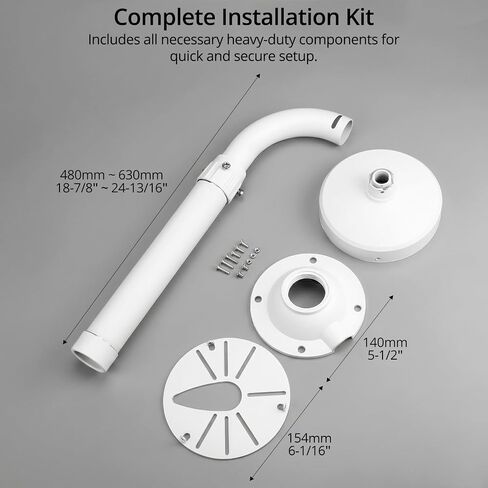 QWORK Universal Security Camera Mount Bracket, Adjustable J Type 15.7-23.6 inch Wall Mount for Dome CCTV/IP Cameras, Weatherproof Aluminum, Beige in Kuwait