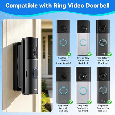 Adjustable Doorbell Mount Compatible with Ring, 2026 New Upgraded for Ring Battery & Wired Doorbell/Plus/Pro (2nd Gen New-est Model), 40° to 140° Wide-Angle Bracket, Home & Apartment Use in Kuwait