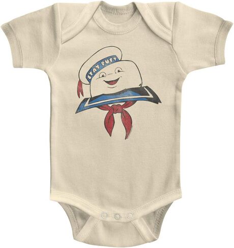 American Classics Real Ghostbusters Stay Puft Marshmallow Man Bodysuit | Officially Licensed Ghostbusters Merch, Off-White Infant Bodysuit, Snap Closure, 100% Cotton, Unisex Baby Boys Girls in Kuwait