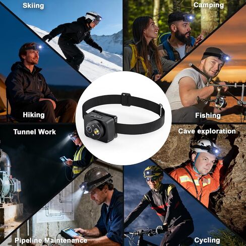Head-Mounted Camera, LED Headlamp, 1080P HD Action Camera, Wearable Video Recording, 64GB Internal Storage, Suitable for Nighttime Outdoor Activities Such as Electricians, Cycling, and Fishing in Kuwait