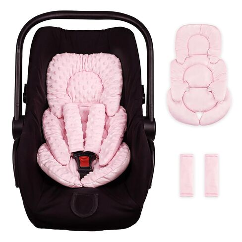 Infant Car Seat Insert, Reversible Car Seat Head Support Baby with 2 Covers, Ultra-Soft & Breathable Mesh Newborn carseat Insert, Perfect for Car Seat, Stroller, Swing, Pink in Kuwait