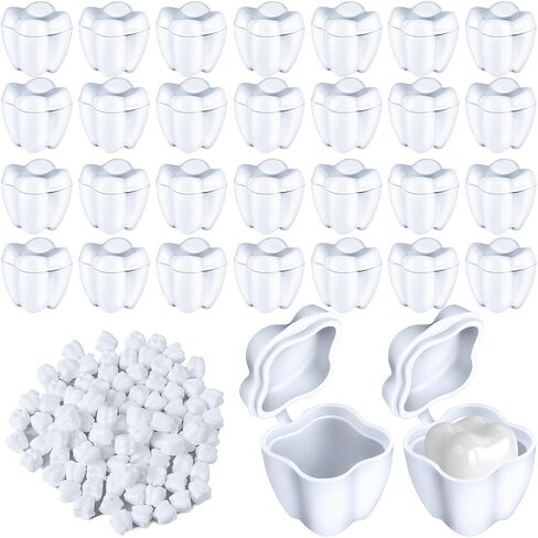 100 Pcs White Tooth Savers Plastic School Tooth Holders for Boys and Girls Fairy Box Holders for Kids Keepsake Goodie Bag Fillers Party Favor Dentist Office, 0.6 x 0.75 x 0.6 Inch in Kuwait