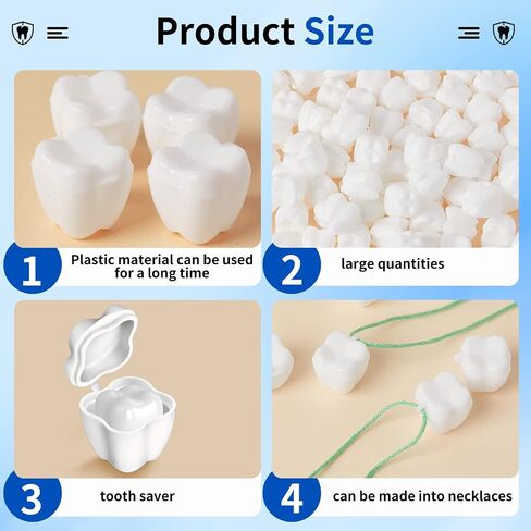 100 Pcs White Tooth Savers Plastic School Tooth Holders for Boys and Girls Fairy Box Holders for Kids Keepsake Goodie Bag Fillers Party Favor Dentist Office, 0.6 x 0.75 x 0.6 Inch in Kuwait