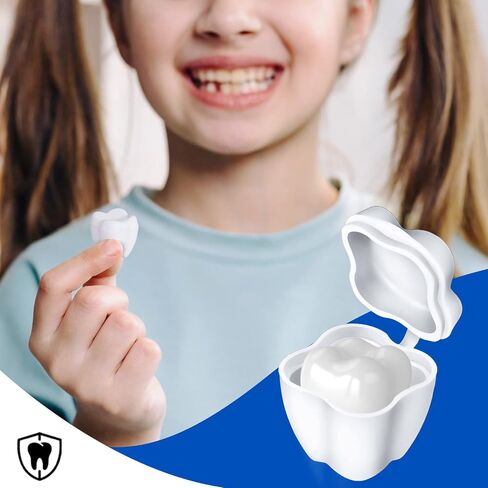 100 Pcs White Tooth Savers Plastic School Tooth Holders for Boys and Girls Fairy Box Holders for Kids Keepsake Goodie Bag Fillers Party Favor Dentist Office, 0.6 x 0.75 x 0.6 Inch in Kuwait