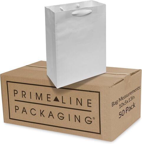 Prime Line Packaging Kraft Gift Bags, Paper Gift Bags Mini with Handles for Baby Showers, Christening, Weddings, Holidays, Party Favors, Shopping, Bulk, 6x3x9, 50 Pack in Kuwait