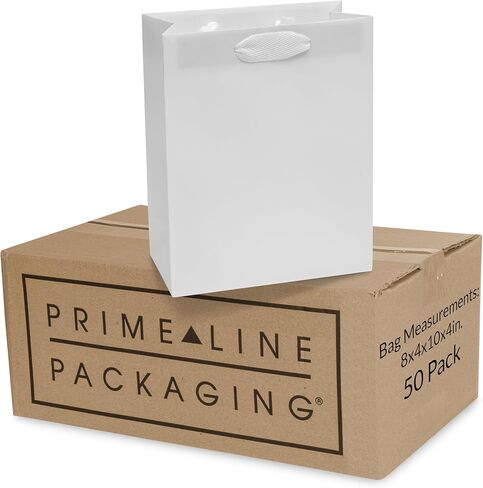 Prime Line Packaging Kraft Gift Bags, Paper Gift Bags Mini with Handles for Baby Showers, Christening, Weddings, Holidays, Party Favors, Shopping, Bulk, 6x3x9, 50 Pack in Kuwait