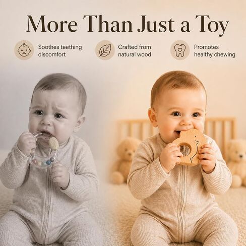 Wooden Baby Rattle Set (5pcs) – Montessori Infant Grasping Toys for 0-12 Months, Natural Non-Toxic Sensory Development Toy, Eco-Friendly Shaker Organic Baby Shower Gift for Boys & Girls in Kuwait