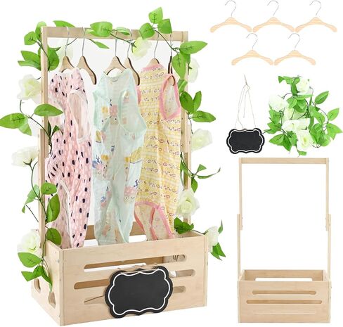 Wooden Baby Shower Crate Closet - Personalized Baby Gift Baskets with Handle, New Born Baby Girl Boy Crate Box for Baby Shower for New Mom Parents in Kuwait