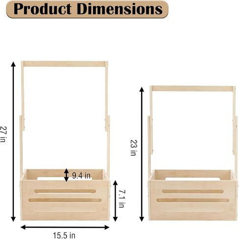 Wooden Baby Shower Crate Closet - Personalized Baby Gift Baskets with Handle, New Born Baby Girl Boy Crate Box for Baby Shower for New Mom Parents in Kuwait