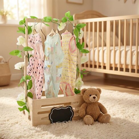 Wooden Baby Shower Crate Closet - Personalized Baby Gift Baskets with Handle, New Born Baby Girl Boy Crate Box for Baby Shower for New Mom Parents in Kuwait