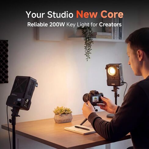 COLBOR 200W LED Video Light, Built-in Power Adapter Design, Bi-Color 2700K-7000K COB Studio Light with Bowens Mount, CRI 96+, Key Light for Live Streaming, Video Recording, YouTube, TikTok in Kuwait