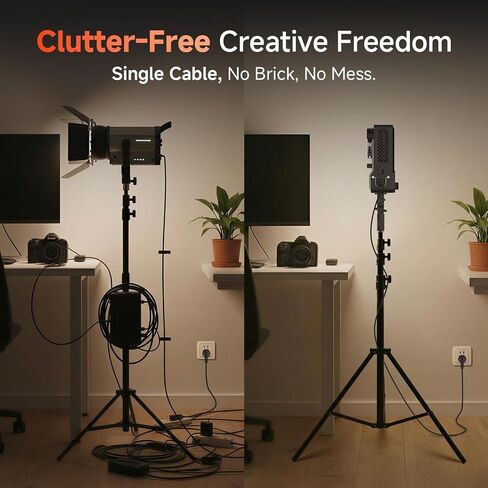 COLBOR 200W LED Video Light, Built-in Power Adapter Design, Bi-Color 2700K-7000K COB Studio Light with Bowens Mount, CRI 96+, Key Light for Live Streaming, Video Recording, YouTube, TikTok in Kuwait