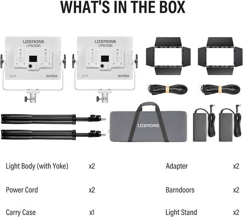 Godox Litemons LP600Bi 60W Bi-Color LED 2-Light Panel Kit in Kuwait