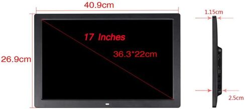 17.1 Inch Digital Picture Frame, Digital Photo Frame 1440x900 High Resolution Full IPS Display Music Video Player Calendar Alarm with Remote Control, Support USB and SD Card in Kuwait