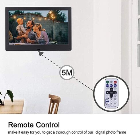 10 Inch IPS Full Viewing Angle Ultra-Thin Wall-Mounted Digital Photo Frame,Digital Picture Frame with Photo/Music/Video Player & Calendar Alarm Function for Gift (Black) (Black) in Kuwait