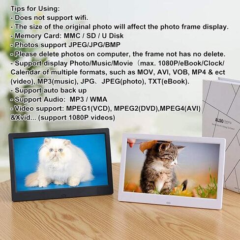 10 Inch IPS Full Viewing Angle Ultra-Thin Wall-Mounted Digital Photo Frame,Digital Picture Frame with Photo/Music/Video Player & Calendar Alarm Function for Gift (Black) (Black) in Kuwait