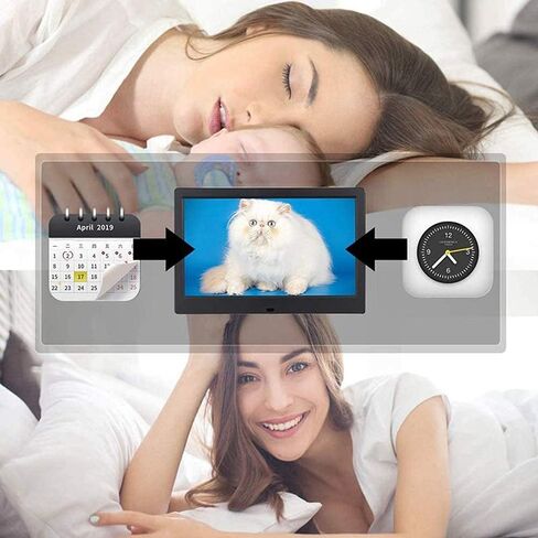 10 Inch IPS Full Viewing Angle Ultra-Thin Wall-Mounted Digital Photo Frame,Digital Picture Frame with Photo/Music/Video Player & Calendar Alarm Function for Gift (Black) (Black) in Kuwait