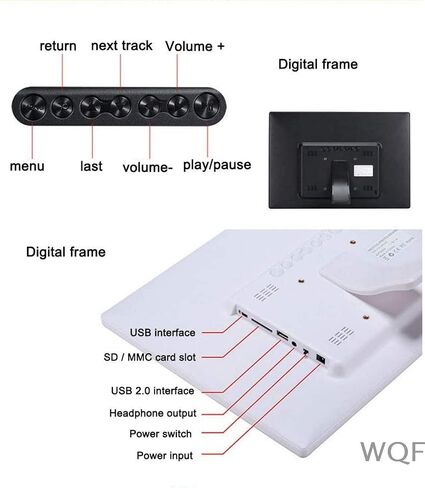 Digital Photo Frames 13 Inch 1280 * 800 Hd Resolution with Remote Remote Control Automatically Playing Video Music (White) (White) in Kuwait