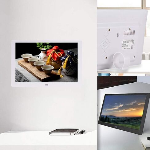 Digital Frame 15.4-inch Digital Photo Frame 1280×800 High Resolution Display, with Remote Control, Support for Music and Video Playback, with Calendar, Alarm Clock Function Gift (White) in Kuwait