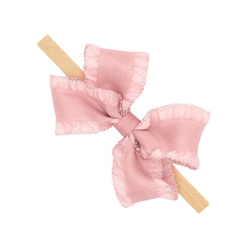 Wee Ones Toddler Baby Ruffle Edge Satin Bow on Elastic Headband, Nectar Pink, Infant Size, Nectar Pink in Kuwait