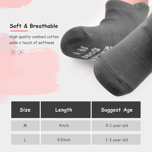SATINIOR 8 Pairs Baby Non-slip Grip Ankle Socks Non-Skid Gripper Socks with Funny Sayings, 1-3 Years, 4.5 Inches in Kuwait