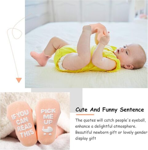 SATINIOR 8 Pairs Baby Non-slip Grip Ankle Socks Non-Skid Gripper Socks with Funny Sayings, 1-3 Years, 4.5 Inches in Kuwait