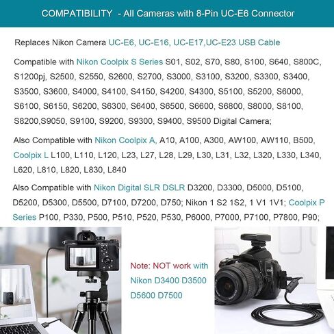 MaxLLTo UC-E6 USB Cable for Panasonic Lumix DMCLX1 DMC-LX1 DMC-LX1K DMCLX1PP DMC-LX1S DMCLX2 DMC-LX2 DMC-LX3 Digital Camera in Kuwait