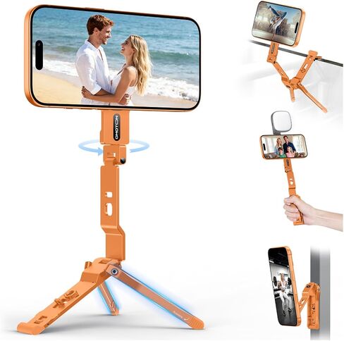 OMOTON TP03 [Ultra-Slim] 360° Rotating for MagSafe Tripod Stand with Hook | Tripod for iPhone 17 & Android, Dual-Side Magnetic, 1/4" Screw, Fits Vlog, Gym, Travel Essential Accessories, Women Men Gift in Kuwait