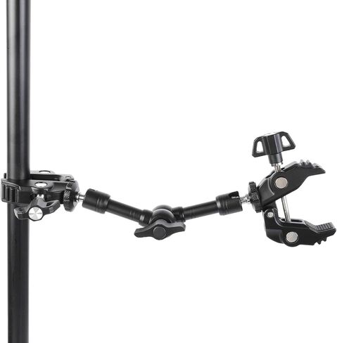 PellKing Magic Arm Clamp Kit, 7‘’ Camera Mount Articulating Friction Arm w 2 Pcs Super Clamp, w 1/4"-20 Screw and Thread Hole, for Umbrella,Camera, Light, Monitor, Webcam or Action Camera 2kg in Kuwait