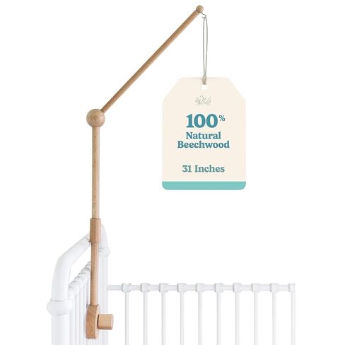 Baby Crib Mobile Arm Wooden Holder - Baby Mobile Hanger for Crib (31 inch, 100% Natural Beechwood) Strong Anti Slip - Nursery Decor & Gift Accessories (Original) in Kuwait