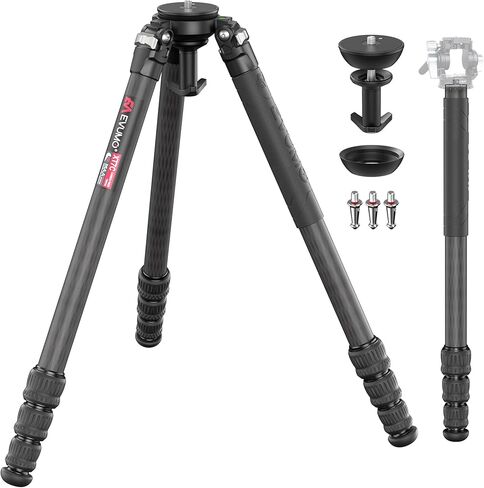 EVUMO XT7C Carbon Fiber Tripod with Bowl and Leveling Base Adapter, 63" Heavy Duty Professional Carbon Tripod Stand for Camera, Camcorder, Telephoto Lens, 10-Layer 32mm Carbon Tube, Max Load 44lb/20kg in Kuwait