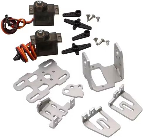 Dual Servo Gimbal Bracket Camera Pan-Tilt Stand for FPV RC Model Aircraft | DC 4.8-5V Servo Controlled 29x29mm Camera Holder with 2PCS 9G Steering Gear Servo in Kuwait