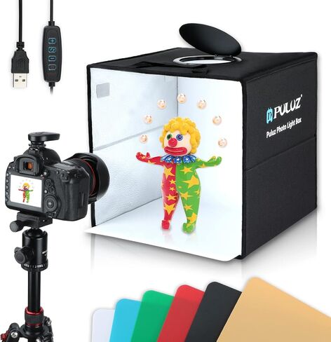 PULUZ Light Box Photography, 24x24 inch Large Photo Light Box with 136 LED Beads, CRI >95, Professional Portable Photo Booth Shooting Tent Kit with 6 Color Backdrops for Product Photography in Kuwait