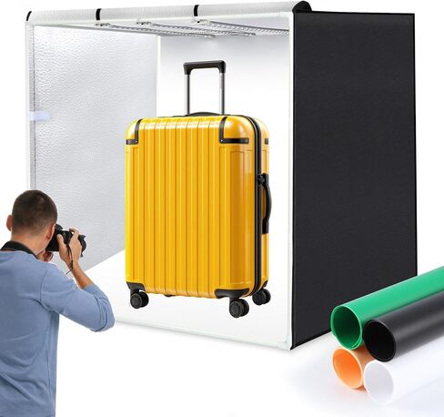 PULUZ Light Box Photography, 24x24 inch Large Photo Light Box with 136 LED Beads, CRI >95, Professional Portable Photo Booth Shooting Tent Kit with 6 Color Backdrops for Product Photography in Kuwait