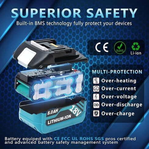 2-Pack 8000mAh 18Volt Replacement for Makita 18V Battery Compatible with Makita 18v Batteries and Tools (Blue) in Kuwait