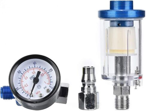 1/4in Inline Filter and Pressure Regulator, Aluminum Alloy, Moisture and Oil Trap for Paint Spray Gun Compressors in Kuwait