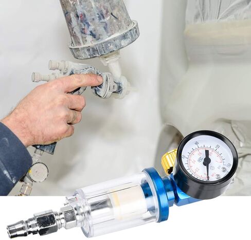 1/4in Inline Filter and Pressure Regulator, Aluminum Alloy, Moisture and Oil Trap for Paint Spray Gun Compressors in Kuwait