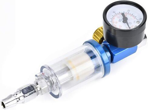 1/4in Inline Filter and Pressure Regulator, Aluminum Alloy, Moisture and Oil Trap for Paint Spray Gun Compressors in Kuwait