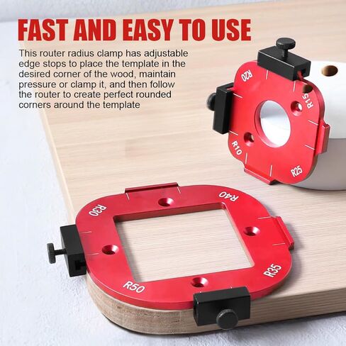 2pcs Woodworking Router Corner Radius Template, Aluminum Alloy Router Corner Jigs and Templates for Woodworking, Arc Cutting Auxiliary Tool DIY Template R10/R15/R20/R25/R30/R35/R40/R50 in Kuwait