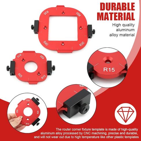 2pcs Woodworking Router Corner Radius Template, Aluminum Alloy Router Corner Jigs and Templates for Woodworking, Arc Cutting Auxiliary Tool DIY Template R10/R15/R20/R25/R30/R35/R40/R50 in Kuwait