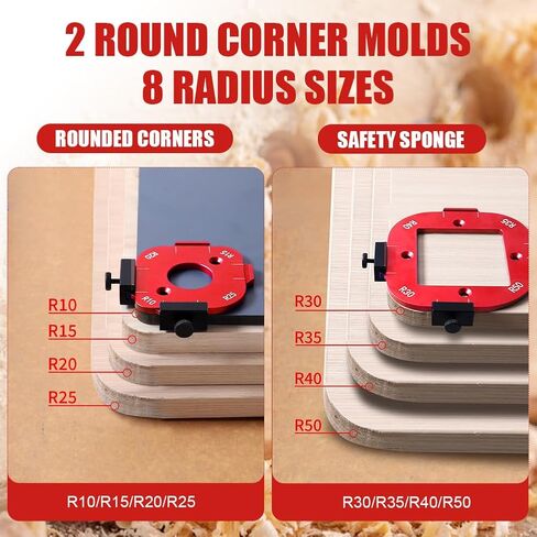 2pcs Woodworking Router Corner Radius Template, Aluminum Alloy Router Corner Jigs and Templates for Woodworking, Arc Cutting Auxiliary Tool DIY Template R10/R15/R20/R25/R30/R35/R40/R50 in Kuwait