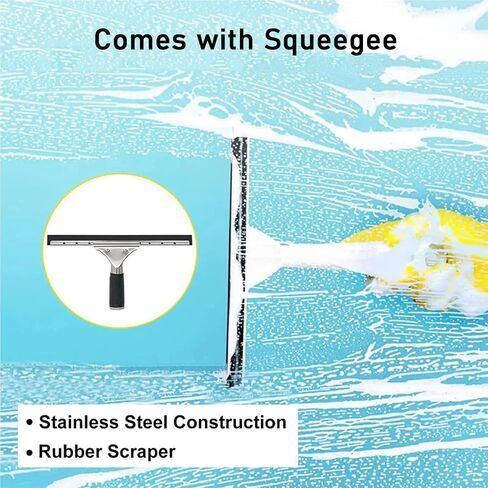 39FT Telescopic Brush with Scraper - 3-12m Water Fed Cleaning Set for Solar Panels, Photovoltaic Systems, Trucks & Windows - 30cm Brush Head for Easy Access in Kuwait