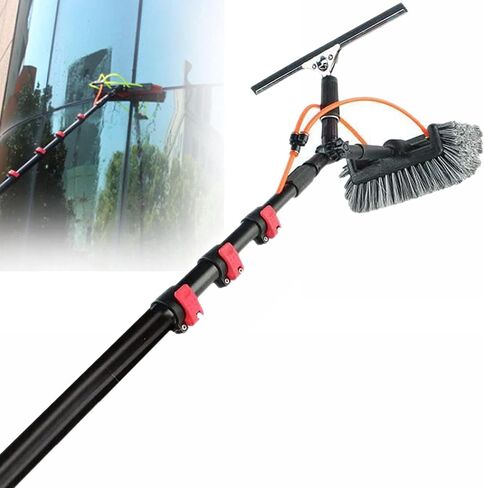 Window Cleaning Kit with Telescopic Brush & Water Fed Pole for Indoor/Outdoor Glass & Solar Panel Washing in Kuwait