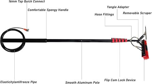 39FT Telescopic Brush with Scraper - 3-12m Water Fed Cleaning Set for Solar Panels, Photovoltaic Systems, Trucks & Windows - 30cm Brush Head for Easy Access in Kuwait