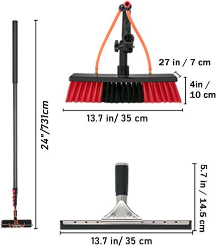 39FT Telescopic Brush with Scraper - 3-12m Water Fed Cleaning Set for Solar Panels, Photovoltaic Systems, Trucks & Windows - 30cm Brush Head for Easy Access in Kuwait